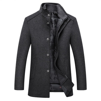 Chaqueta de lana de invierno para hombre, abrigo grueso y cálido de corte ajustado