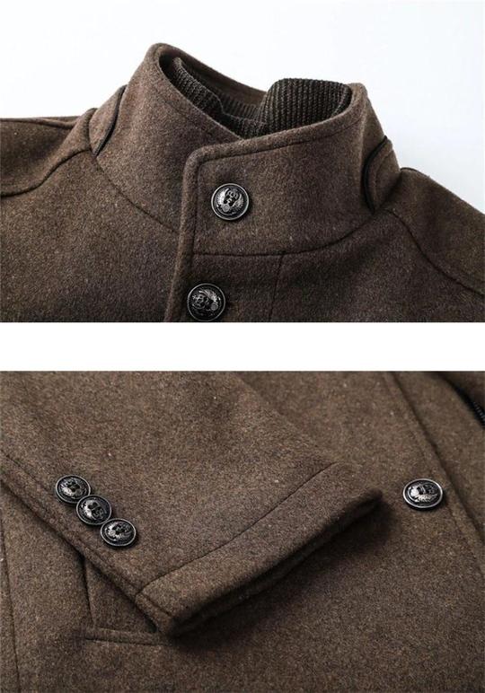 Chaqueta de lana de invierno para hombre, abrigo grueso y cálido de corte ajustado