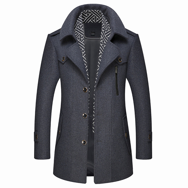 Bufanda de invierno Bufanda desmontable Chaquetas Abrigos de lana para hombre