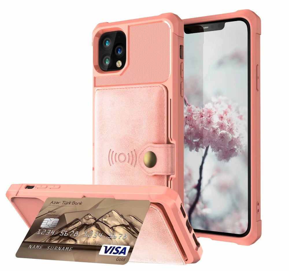 Funda protectora magnética de cuero tipo billetera con protección 360 para iPhone 