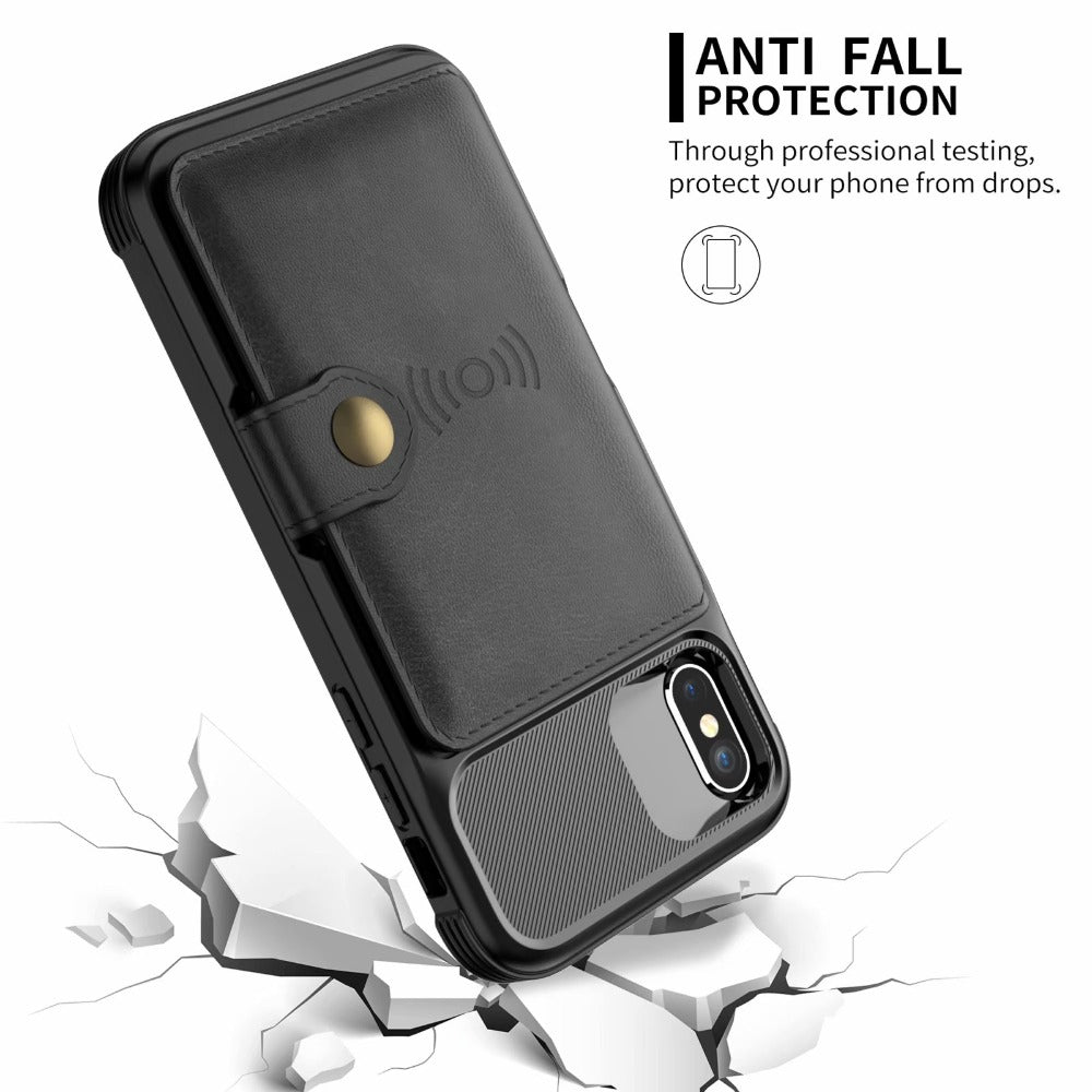 Funda protectora magnética de cuero tipo billetera con protección 360 para iPhone 