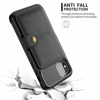 Funda protectora magnética de cuero tipo billetera con protección 360 para iPhone 