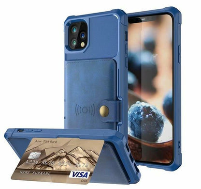 Funda protectora magnética de cuero tipo billetera con protección 360 para iPhone 