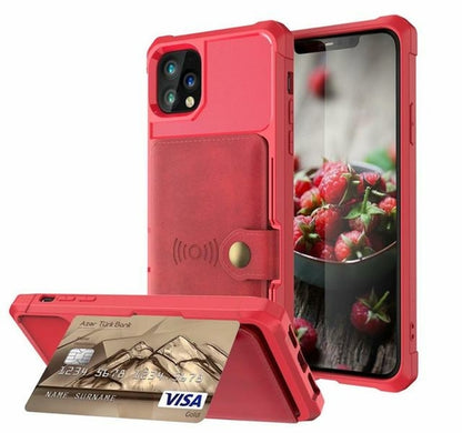 Funda protectora magnética de cuero tipo billetera con protección 360 para iPhone 